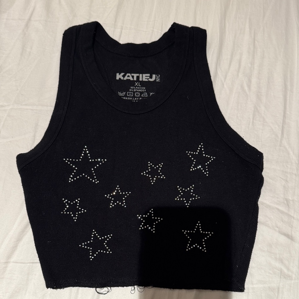 Katie J NYC Black Starry Tank Top